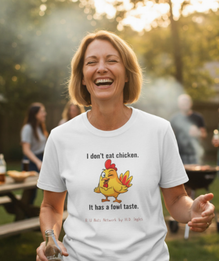 Cookout: I don't eat chicken. It has a fowl taste. H.D. Ingles