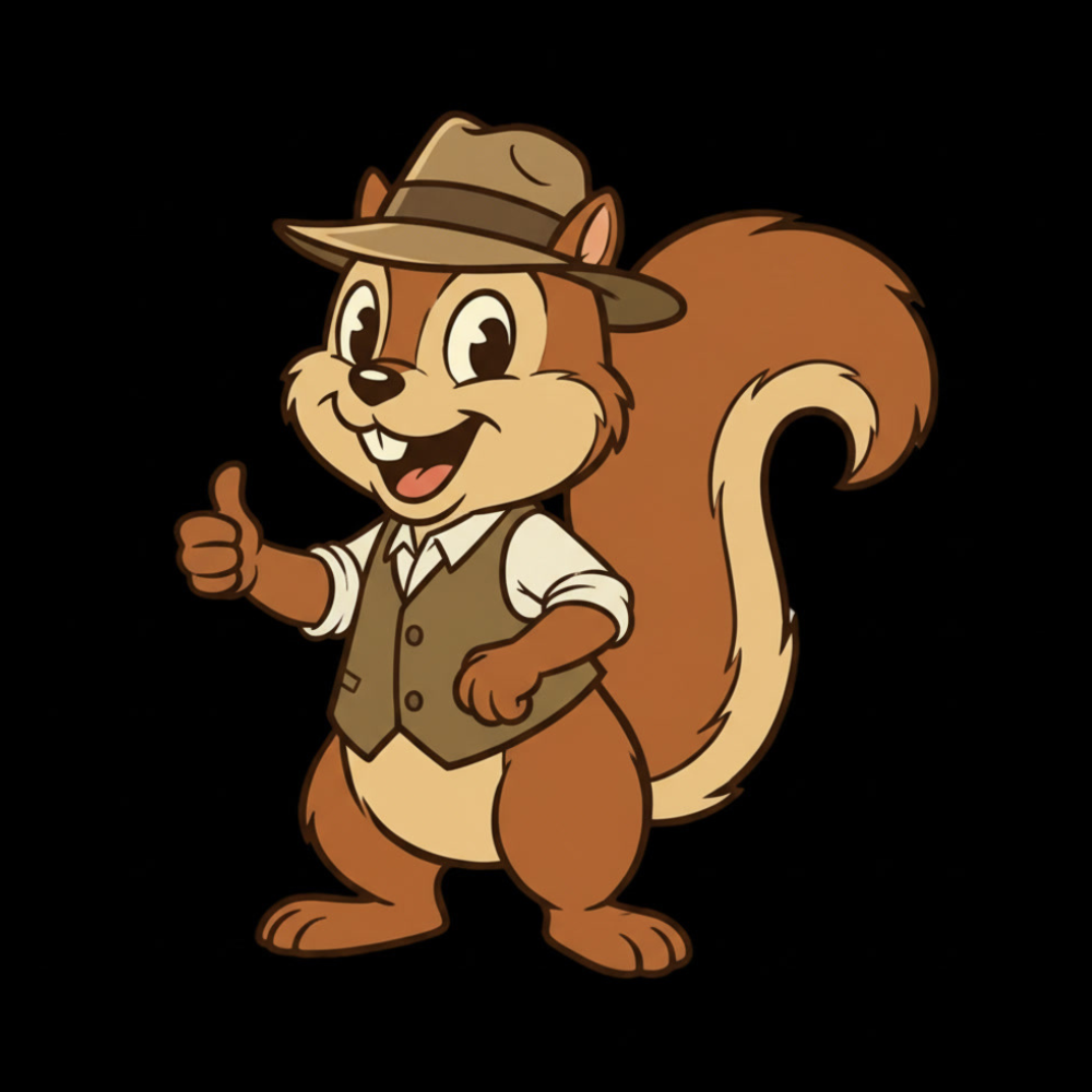 Chipper in a fedora, giving a thumbs up.