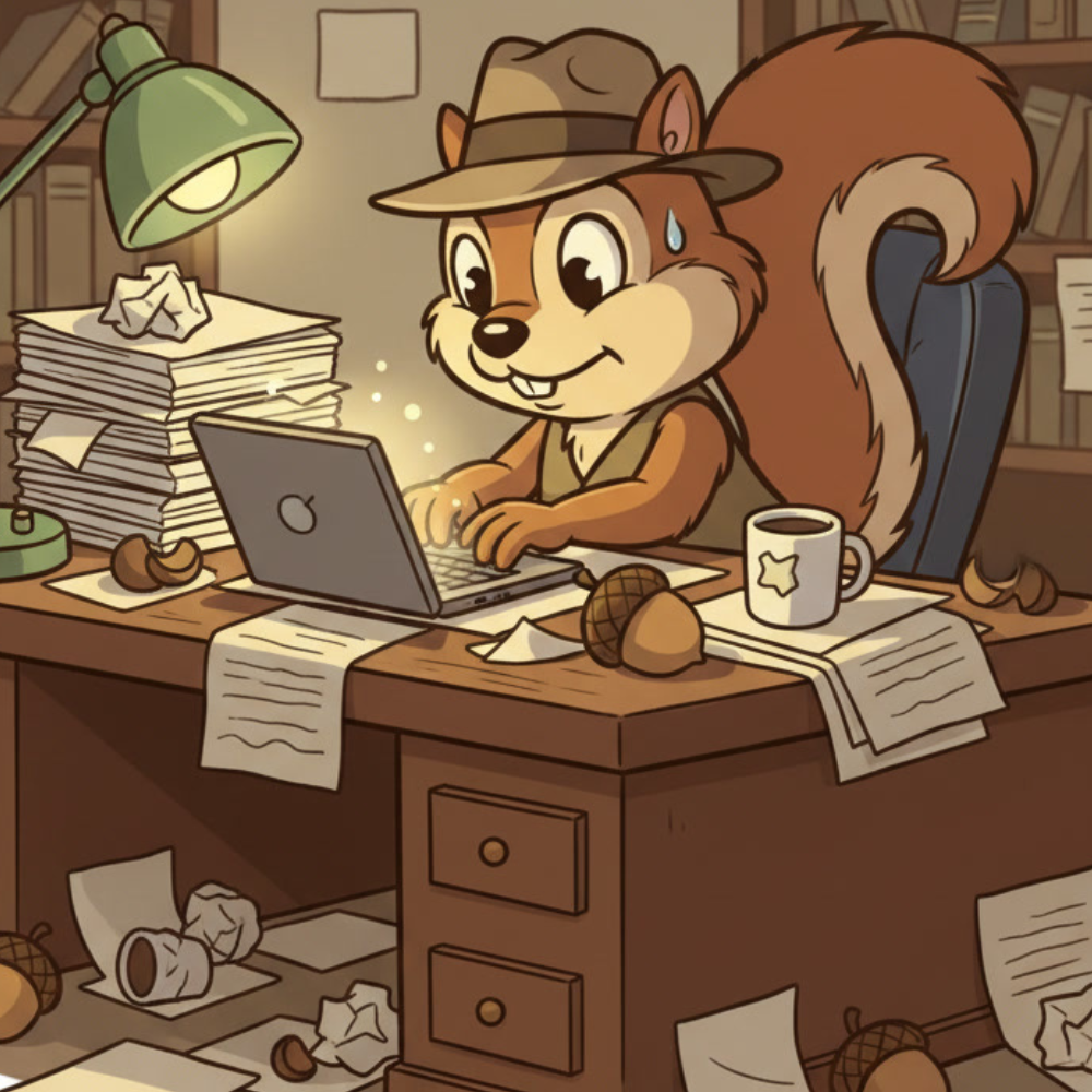 Chipper with typewriter R U Nuts Network