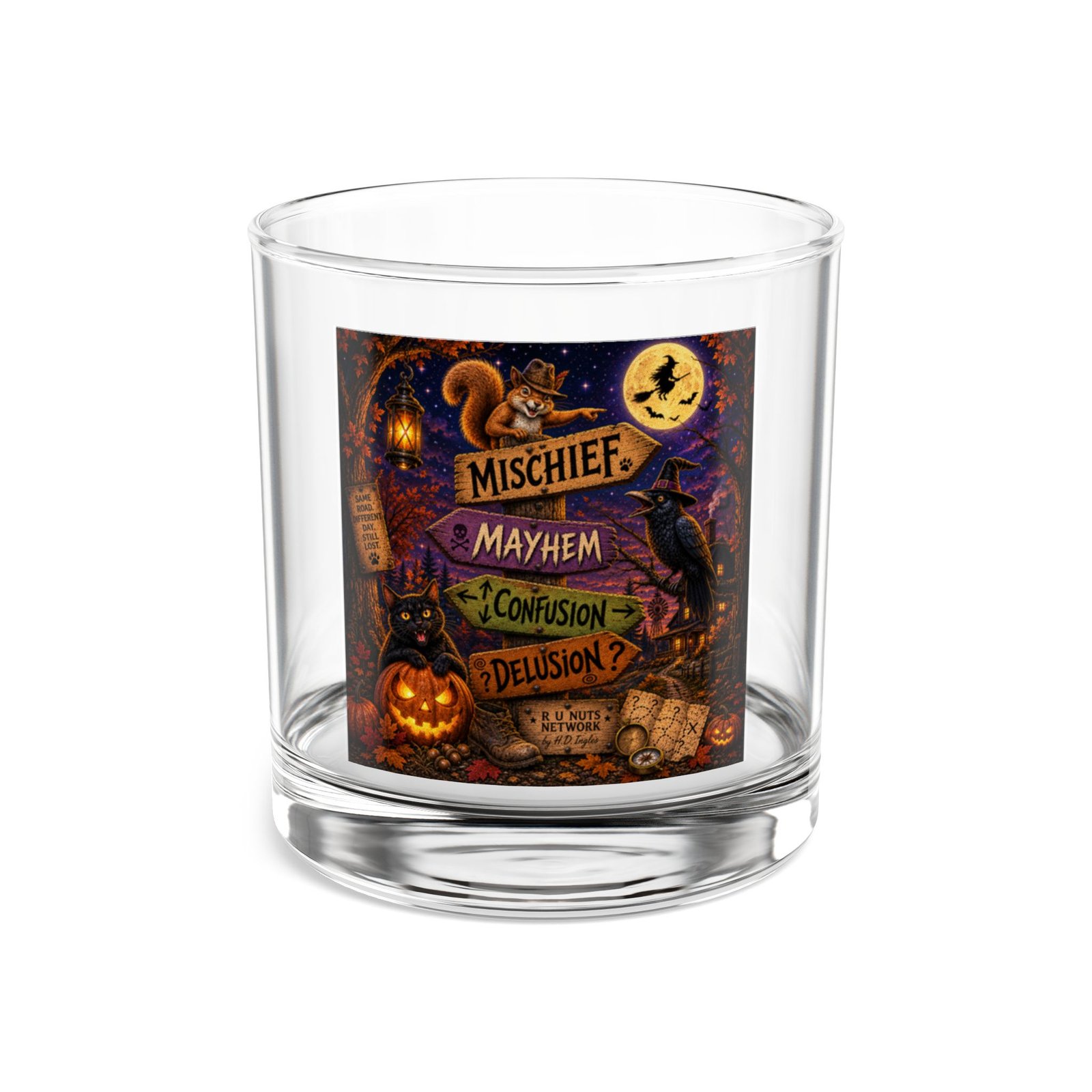 Mischief Mayhem Rocks Glass